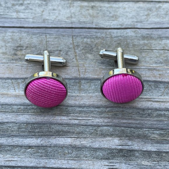 Men Cuff links Pink Silver Tone Jewelry Dress Shirt Fashion Cuff Links Stud New - Picture 2 of 8